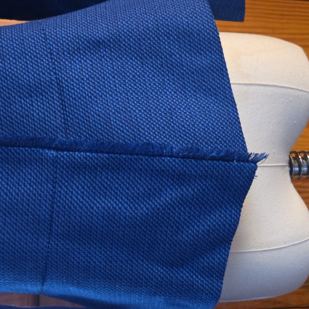 Ann Taylor LOFT Turquoise And Navy Blue Fringe Trim Open Front Blazer Size 2 - Picture 6 of 15